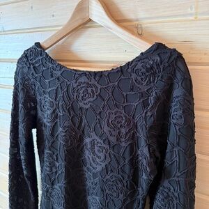 GUC Akira Chicago Black Velvet Burnout Dress with Rose Pattern Sz L